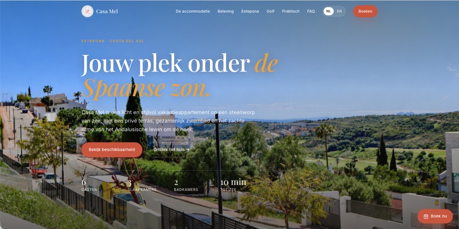 Voorbeeld van een eigen vakantiewoning-website